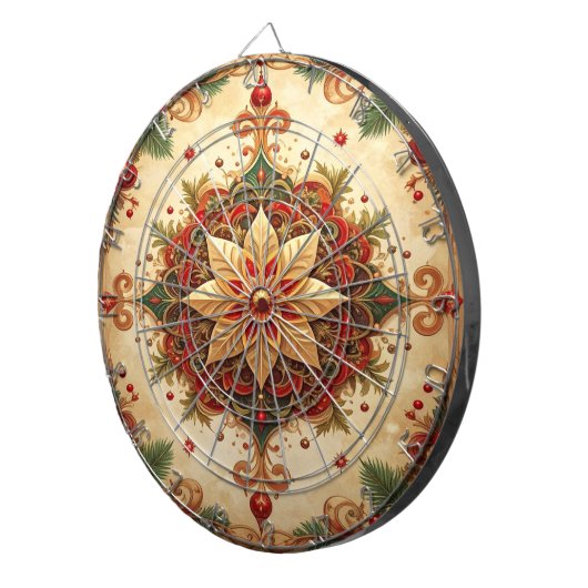Red Green Decorative Floral Dartboard Dartscheibe (Vorderseite rechts)