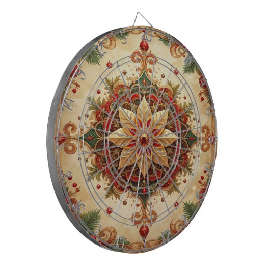 Red Green Decorative Floral Dartboard Dartscheibe (Vorderseite Links)