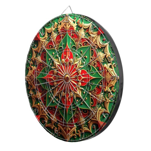 Red Green Decorative Floral Dartboard Dartscheibe (Vorderseite rechts)