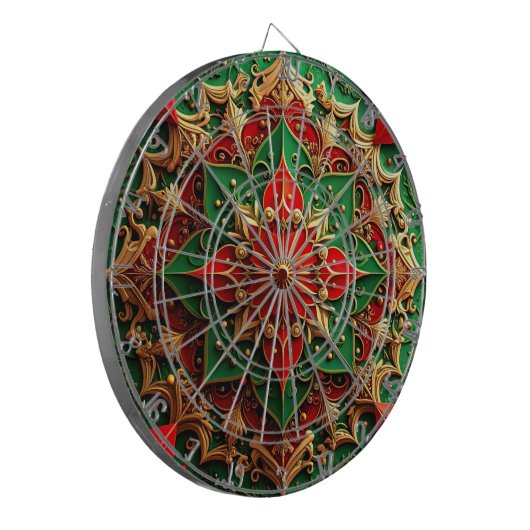 Red Green Decorative Floral Dartboard Dartscheibe (Vorderseite Links)