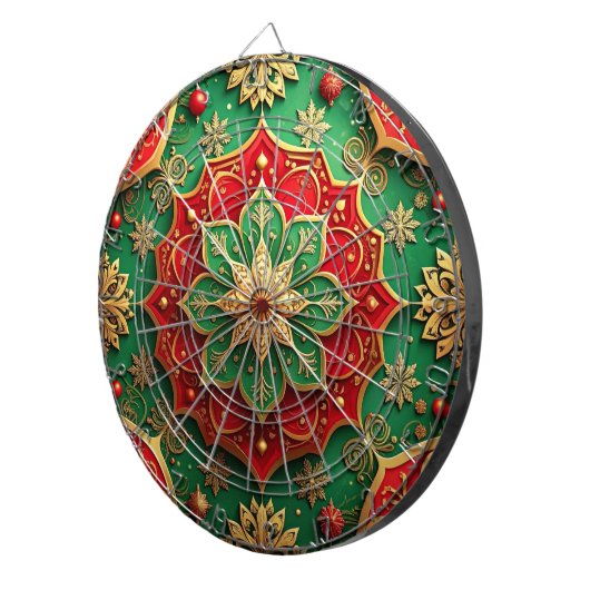 Red Green Decorative Floral Dartboard Dartscheibe (Vorderseite rechts)