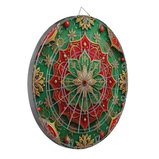 Red Green Decorative Floral Dartboard Dartscheibe (Vorderseite Links)