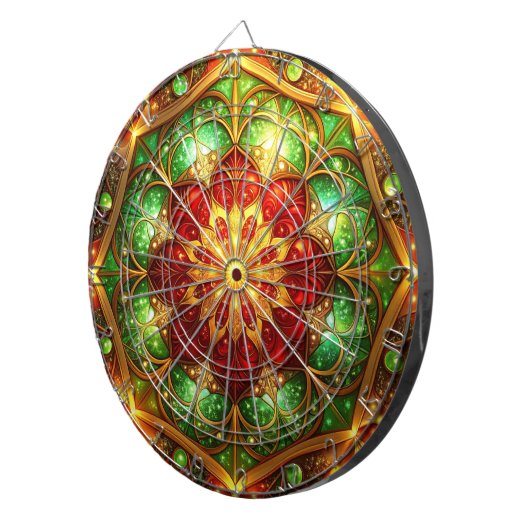 Red Green Decorative Floral Dartboard Dartscheibe (Vorderseite rechts)