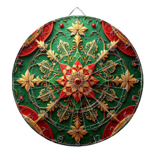 Red Green Decorative Floral Dartboard Dartscheibe