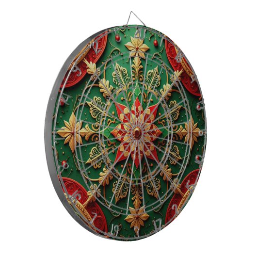 Red Green Decorative Floral Dartboard Dartscheibe (Vorderseite Links)