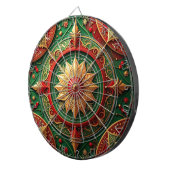 Red Green Decorative Floral Dartboard Dartscheibe (Vorderseite rechts)
