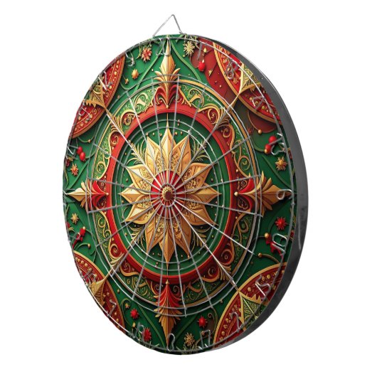 Red Green Decorative Floral Dartboard Dartscheibe (Vorderseite rechts)