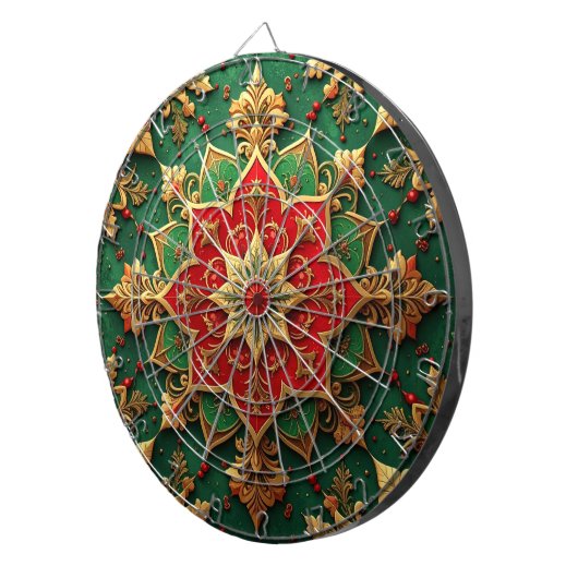 Red Green Decorative Floral Dartboard Dartscheibe (Vorderseite rechts)
