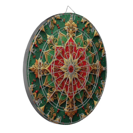 Red Green Decorative Floral Dartboard Dartscheibe (Vorderseite Links)