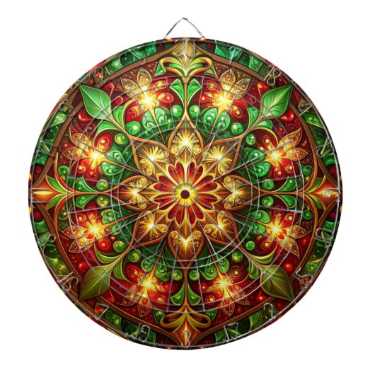 Red Green Decorative Floral Dartboard Dartscheibe (vorne)