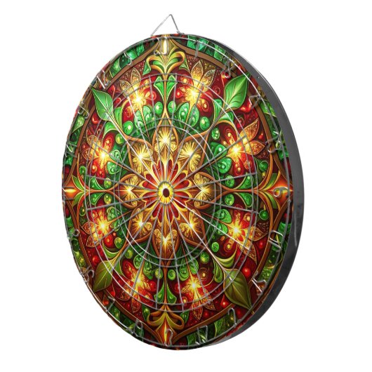Red Green Decorative Floral Dartboard Dartscheibe (Vorderseite rechts)