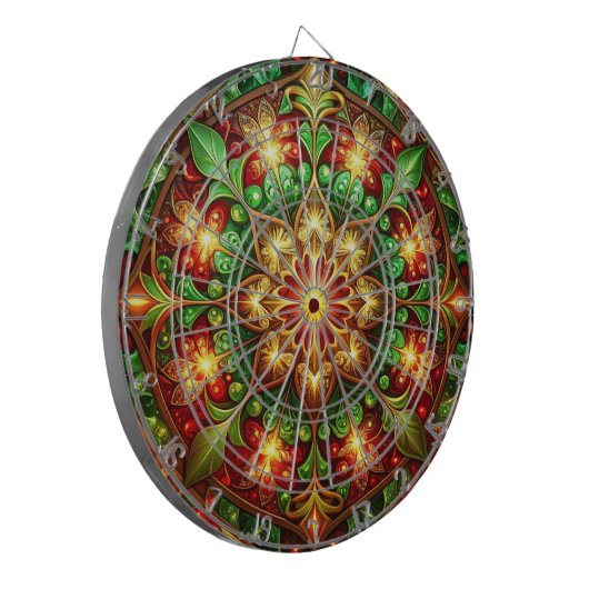 Red Green Decorative Floral Dartboard Dartscheibe (Vorderseite Links)
