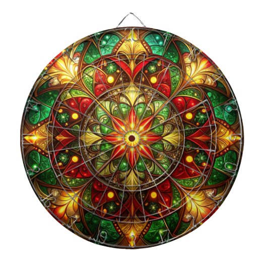 Red Green Decorative Floral Dartboard Dartscheibe (vorne)
