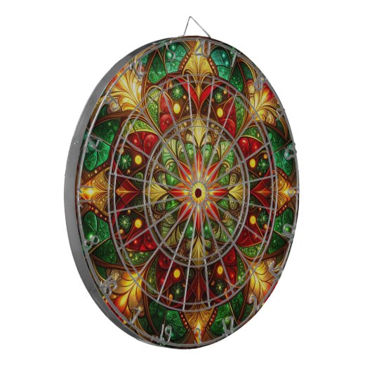 Red Green Decorative Floral Dartboard Dartscheibe (Vorderseite Links)