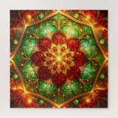 Red Green Decorative Floral Jigsaw Puzzle (Vertikal)
