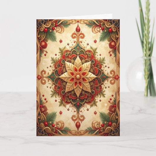 Red Green Decorative Holiday Card Karte (Vorderseite)