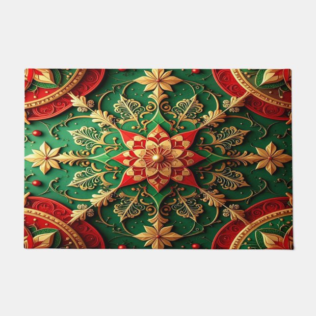 Red Green Decorative Holiday Doormat Fußmatte (Vorderseite)