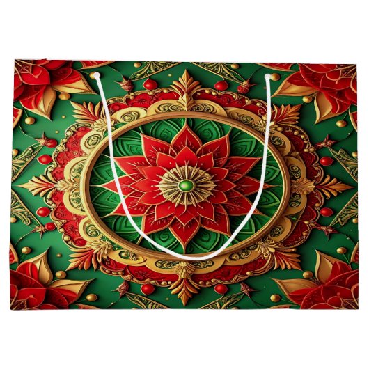 Red Green Decorative Holiday Gift Bag Große Geschenktüte (Rückseite)