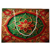Red Green Decorative Holiday Gift Bag Große Geschenktüte (Rückseite)