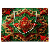 Red Green Decorative Holiday Gift Bag Große Geschenktüte (Vorderseite)
