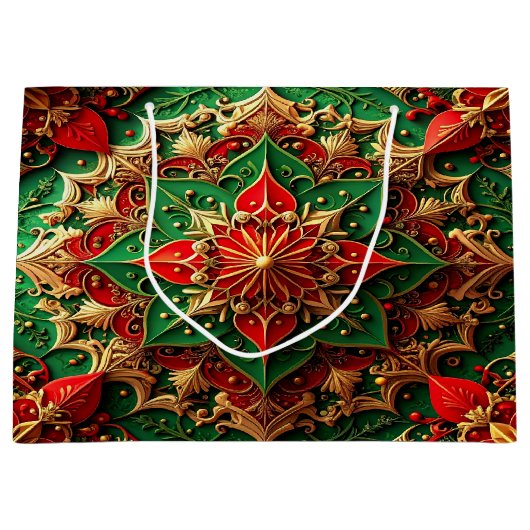 Red Green Decorative Holiday Gift Bag Große Geschenktüte (Vorderseite)