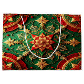Red Green Decorative Holiday Gift Bag Große Geschenktüte (Rückseite)