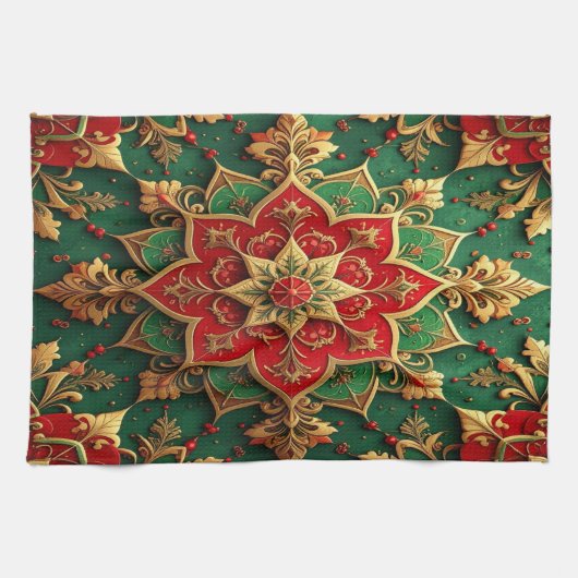 Red Green Decorative Holiday Kitchen Towel Geschirrtuch (Horizontal)