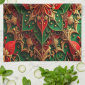 Red Green Decorative Holiday Kitchen Towel Geschirrtuch (Gefaltet)