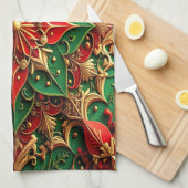 Red Green Decorative Holiday Kitchen Towel Geschirrtuch (Viertel Falte)