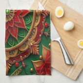 Red Green Decorative Holiday Kitchen Towel Geschirrtuch (Viertel Falte)