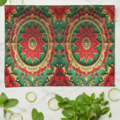 Red Green Decorative Holiday Kitchen Towel Geschirrtuch (Gefaltet)