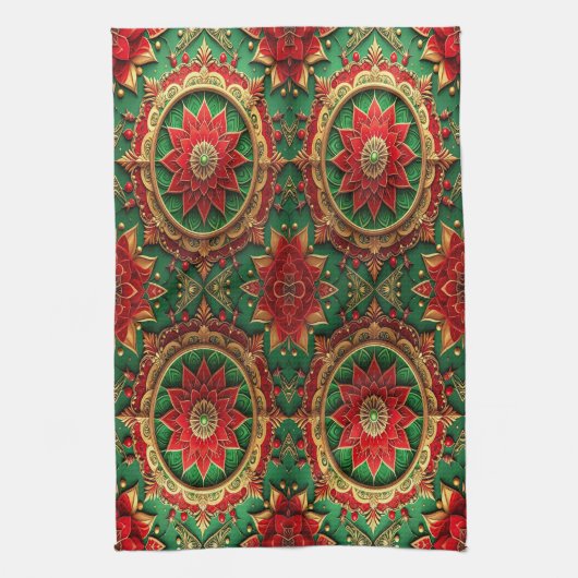 Red Green Decorative Holiday Kitchen Towel Geschirrtuch (Vertikal)