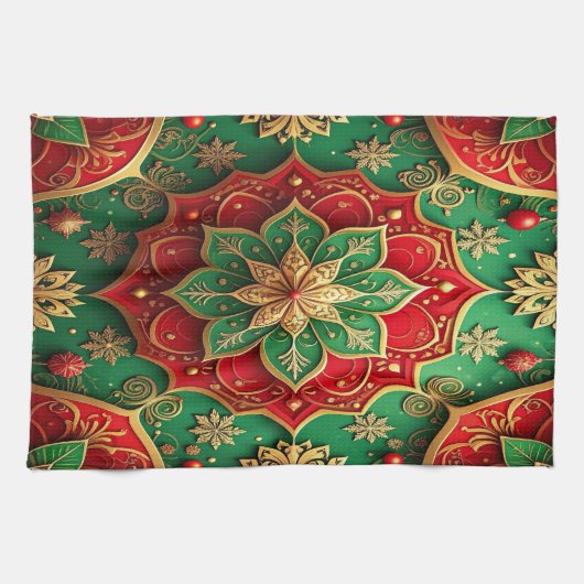 Red Green Decorative Holiday Kitchen Towel Geschirrtuch (Horizontal)