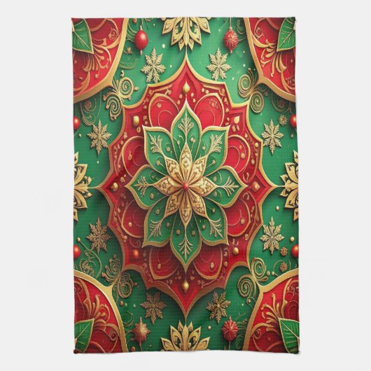Red Green Decorative Holiday Kitchen Towel Geschirrtuch (Vertikal)