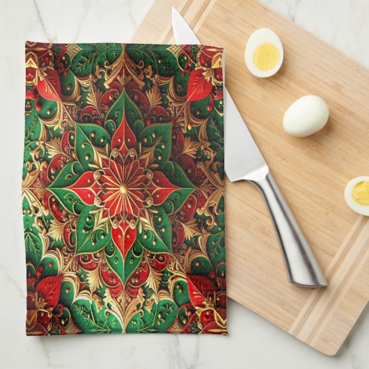 Red Green Decorative Holiday Kitchen Towel Geschirrtuch (Viertel Falte)