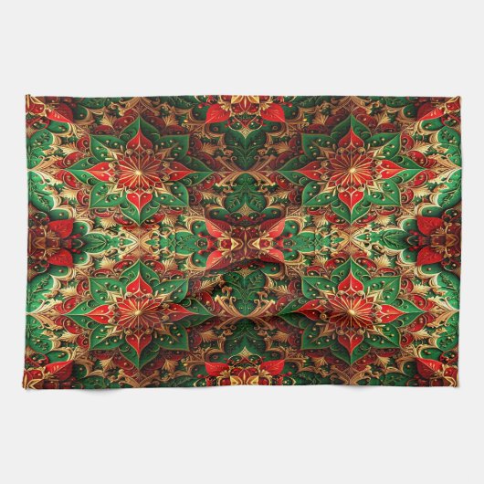Red Green Decorative Holiday Kitchen Towel Geschirrtuch (Horizontal)