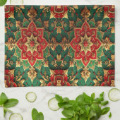 Red Green Decorative Holiday Kitchen Towel Geschirrtuch (Gefaltet)