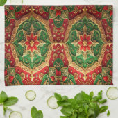 Red Green Decorative Holiday Kitchen Towel Geschirrtuch (Gefaltet)
