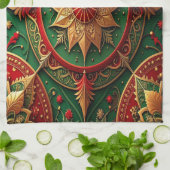 Red Green Decorative Holiday Kitchen Towel Geschirrtuch (Gefaltet)