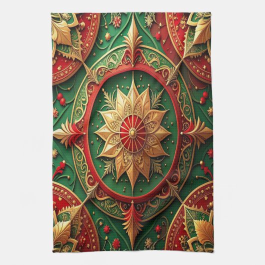 Red Green Decorative Holiday Kitchen Towel Geschirrtuch (Vertikal)