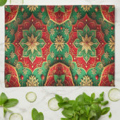 Red Green Decorative Holiday Kitchen Towel Geschirrtuch (Gefaltet)