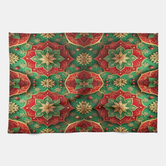 Red Green Decorative Holiday Kitchen Towel Geschirrtuch (Horizontal)