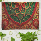 Red Green Decorative Holiday Kitchen Towel Geschirrtuch (Gefaltet)
