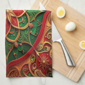 Red Green Decorative Holiday Kitchen Towel Geschirrtuch (Viertel Falte)