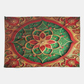Red Green Decorative Holiday Kitchen Towel Geschirrtuch (Horizontal)