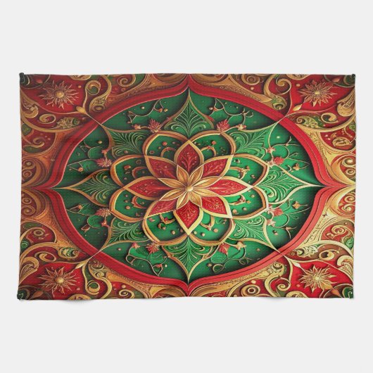 Red Green Decorative Holiday Kitchen Towel Geschirrtuch (Horizontal)