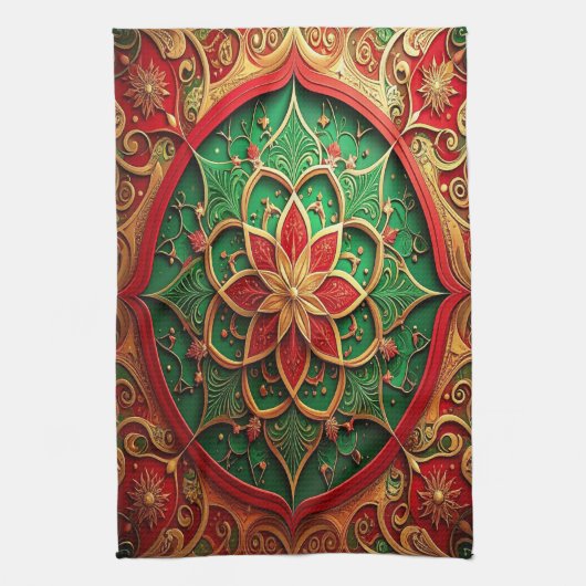 Red Green Decorative Holiday Kitchen Towel Geschirrtuch (Vertikal)