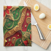 Red Green Decorative Holiday Kitchen Towel Geschirrtuch (Viertel Falte)