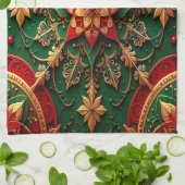 Red Green Decorative Holiday Kitchen Towel Geschirrtuch (Gefaltet)