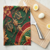 Red Green Decorative Holiday Kitchen Towel Geschirrtuch (Viertel Falte)